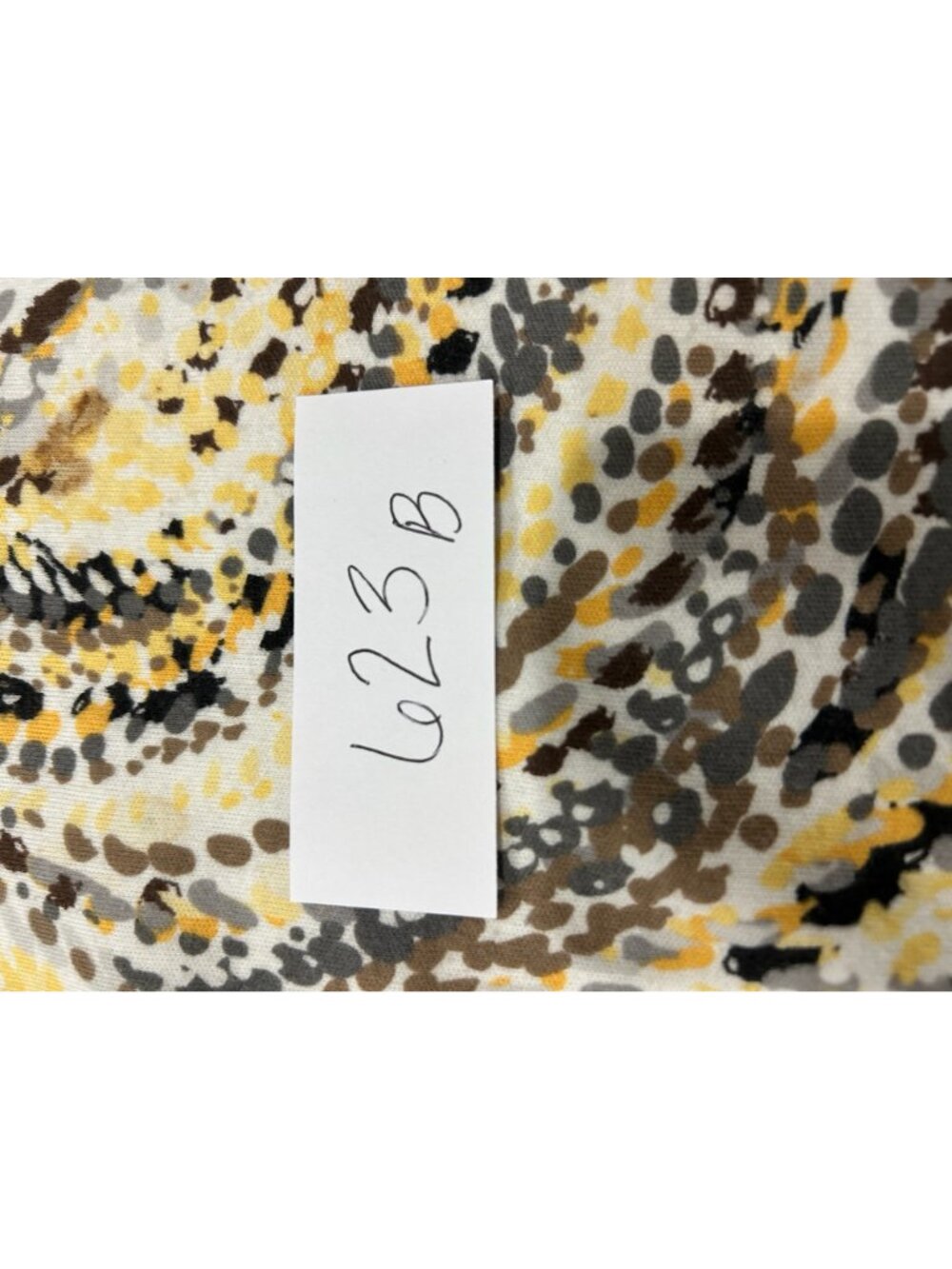 Karen Scott Swirl Print Top Yellow Brown Sz Large Cuffed Half Sleeve Mixed Print - Picture 8 of 9